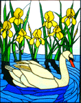 Swan and Irises